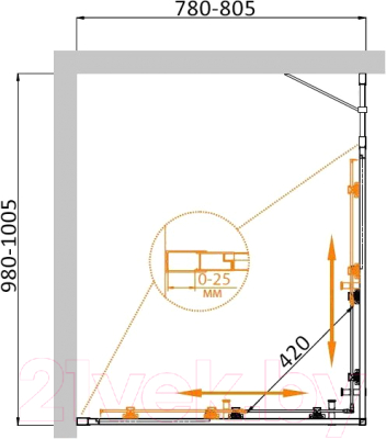 Душевой уголок Cezares MOLVENO-AH-21-80+20-C-Cr-IV