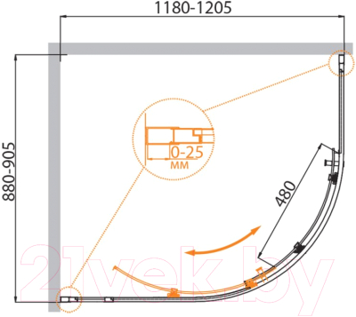 Душевой уголок Cezares MOLVENO-RH-1-120/90-C-Cr-IV