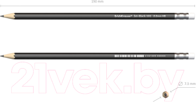 Простой карандаш Erich Krause Jet Black 101 HB / 45606