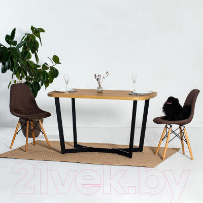 Обеденный стол Millwood Лофт Мюнхен Л 200x100x75 (дуб золотой Craft/металл черный)