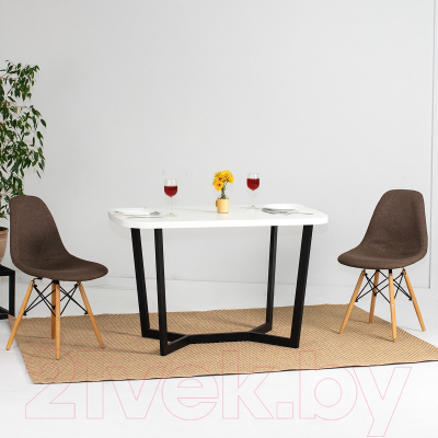 Обеденный стол Millwood Лофт Мюнхен Л 130x80x75 (дуб белый Craft/металл черный)