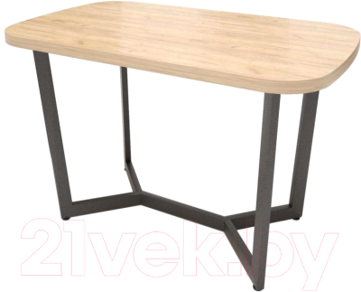 Обеденный стол Millwood Лофт Мюнхен Л 130x80x75 (дуб золотой Craft/металл черный) - фото