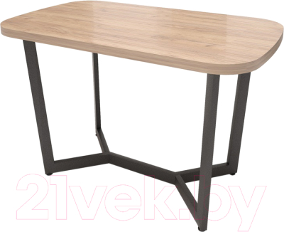 Обеденный стол Millwood Лофт Мюнхен Л 160x80x75 (дуб табачный Craft металл черный) - фото