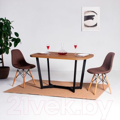 Обеденный стол Millwood Лофт Мюнхен Л 180x90x75 (дуб табачный Craft/металл черный)