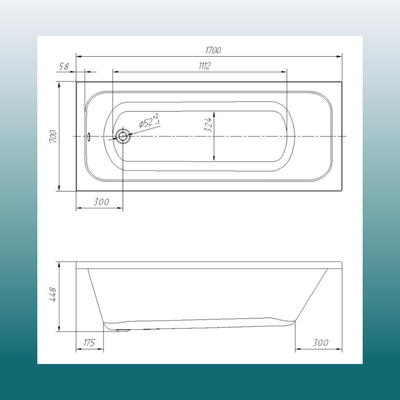 Ванна акриловая Ventospa Mitra 170x70 (с каркасом и экраном)