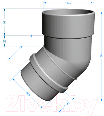 Колено трубы водосточной Docke Lux 72 градуса