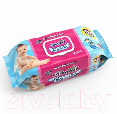 Влажные салфетки детские Ultra Compact Angel С клапаном