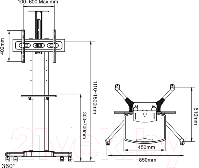 Стойка для ТВ/аппаратуры ARM Media PT-STAND-12
