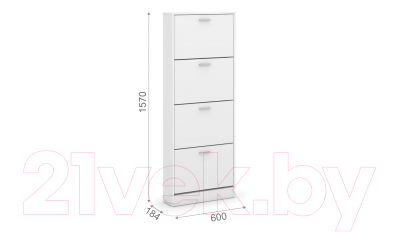 Тумба для обуви Империал 600 4-х дверная (белый)