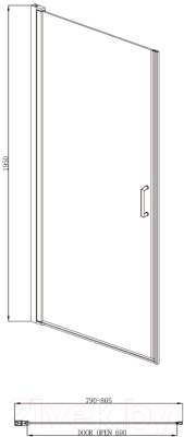 Душевая дверь Adema НАП-80 / NAP-80 (прозрачное стекло)