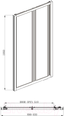 Душевая дверь Adema НОА-90 / NOA-90 (прозрачное стекло)