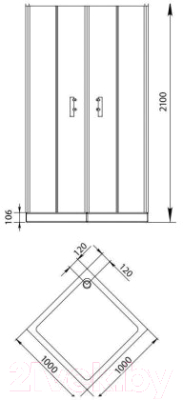 Душевой уголок Aquanet Alfa Cube 100x100 / NAA1142 (прозрачное стекло)