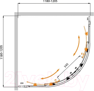 Душевой уголок Cezares MOLVENO-R-22-100+20-C-Cr-IV
