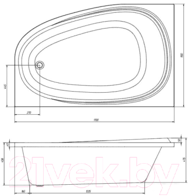 Ванна акриловая Ventospa Like LA 170x110 L