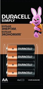 Комплект батареек Duracell LR6/MN1500/AA 4BP - фото