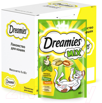 Лакомство для кошек Dreamies MIX с курицей и кошачьей мятой