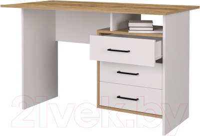 Письменный стол Горизонт Мебель Лайт (белый/крафт золотой) - фото