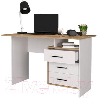 Письменный стол Горизонт Мебель Лайт (белый/крафт золотой)