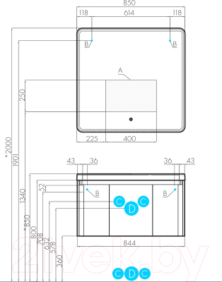 Тумба с умывальником Акватон Шерилл 85 (1A2088K1SH010)