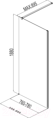 Душевая стенка Aquanet Cinetic 80 / AE12-F-80H190U-CT (прозрачное стекло)