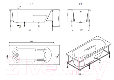 Ванна акриловая Roca Genova 160x70 / ZRU9302973