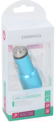 Адаптер питания автомобильный Omega OUCC2MBL