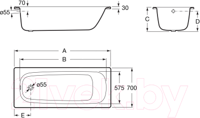 Ванна стальная Roca Contesa 100x70 / 7212D07001