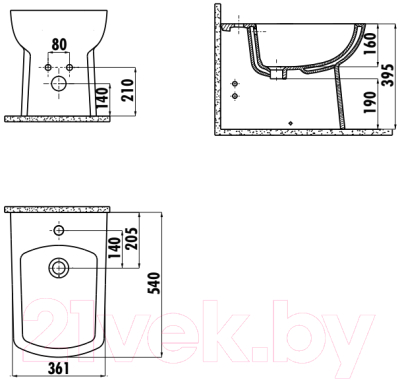 Биде напольное Creavit LR500-00CB00E-0000