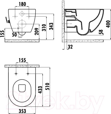 Унитаз подвесной Creavit Free FE322-34CB00E-0002