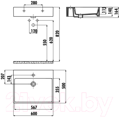 Умывальник Creavit Next 50 NX260-00CB00E-0000