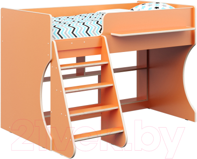 Кровать-чердак детская Можга Капризун 2 / Р436 (оранжевый) - фото