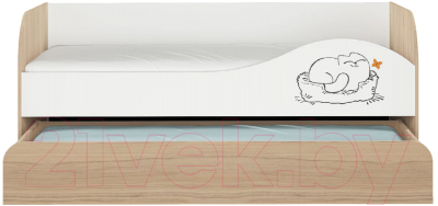 Двухъярусная выдвижная кровать детская Аквилон Кот № 900.1 правый