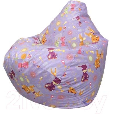 Бескаркасное кресло Flagman Груша Макси Г2.5-154 (Сats 04/сиреневый) - фото