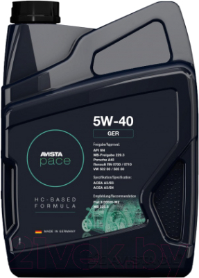 Моторное масло Avista Pace Ger 5W40 / 150815 - фото