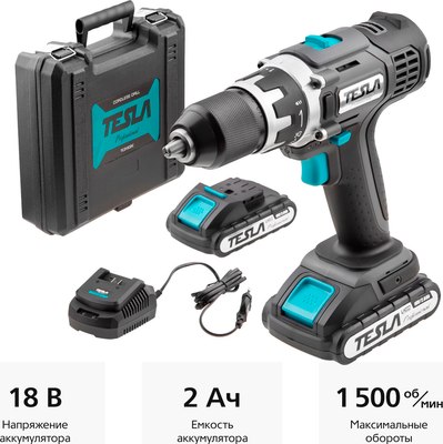 Аккумуляторная дрель-шуруповерт Tesla TCD182DC (621377)
