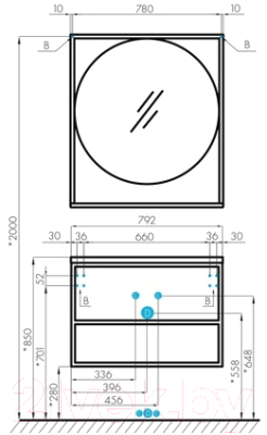 Тумба под умывальник Акватон Лофт Фабрик 80 (1A242401LTDU0)