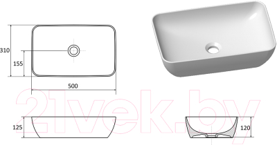 Умывальник Ravak Uni Slim 50 R / XJX01150001