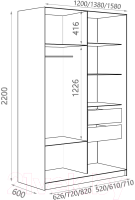 Шкаф-купе Евва 120 ВS.01 / АЭП ШК.2 03 (бодега/хром)