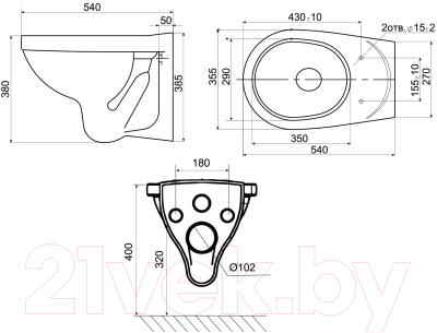 Унитаз подвесной с инсталляцией Santeri 138164S0000B0