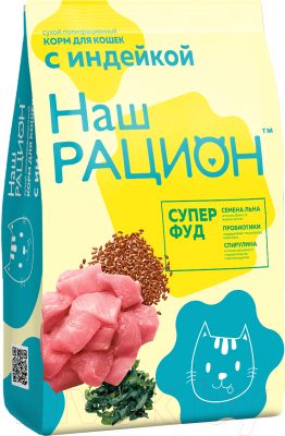 Сухой корм для кошек Наш рацион Для взрослых кошек с индейкой - фото