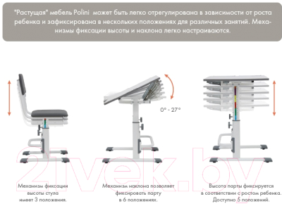 Стул детский Polini Kids City Smart (L, белый/розовый)