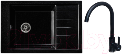 Мойка кухонная со смесителем Gerhans B28 + смеситель KK4299-25 - фото