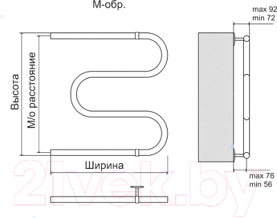 Полотенцесушитель водяной Terminus М-образный 500x600