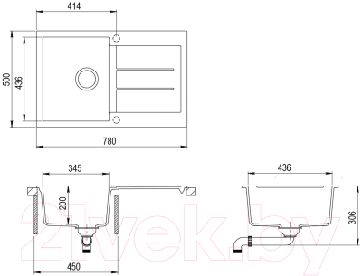 Мойка кухонная Aquasanita SQT101AW (альба)