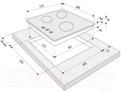 Газовая варочная панель Krona Albero 45 BL / КА-00000936