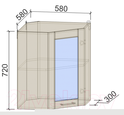 Шкаф навесной для кухни Интерлиния Компо ВШУст-720