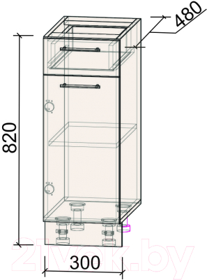 Шкаф-стол кухонный Интерлиния Компо НШ30рш1