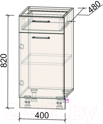 Шкаф-стол кухонный Интерлиния Компо НШ40рш1
