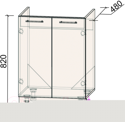Шкаф под мойку Интерлиния Компо НШ60м-2дв