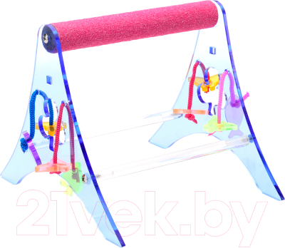 Подставка для клетки Happy Bird С минеральной жердью и игрушками / Z72128 - фото